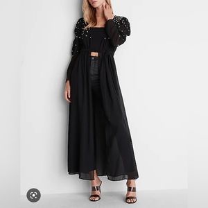 Pearl embellished maxi coverup